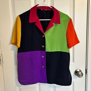 Color block 80s button up